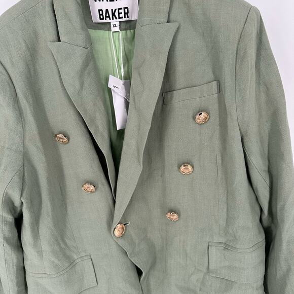 Walter Baker Phelps Linen-Blend Blazer Double Breasted in Sage Green Size XL NWT - Picture 7 of 14